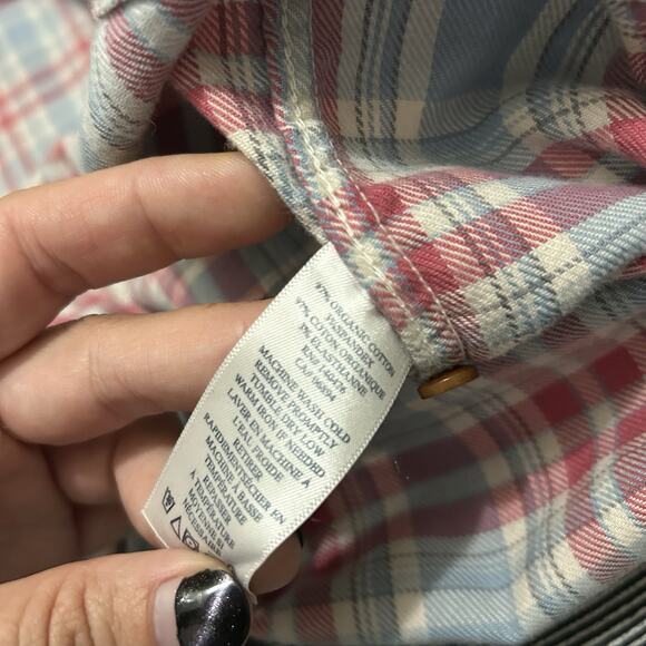 Faherty Red and Blue Plaid Casual Button Down Shirt - Picture 7 of 8